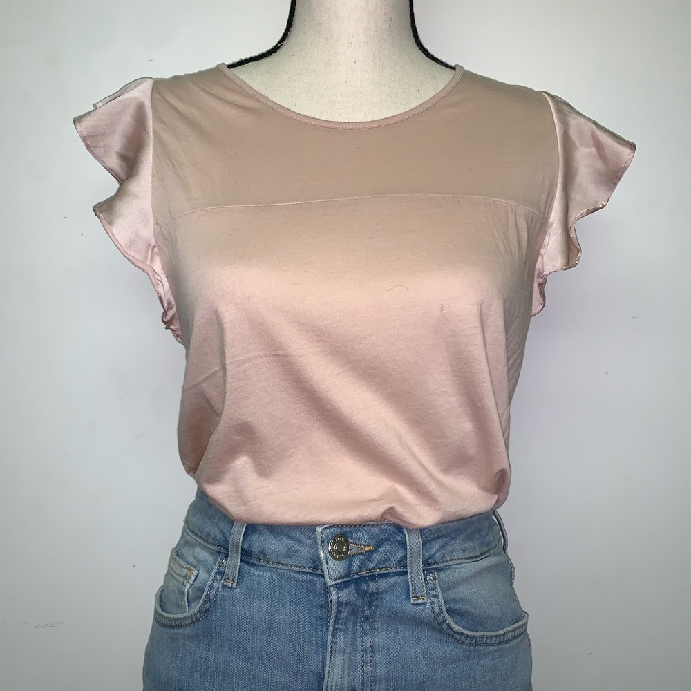 J.Crew Ruffle Sleeve Blouse, Blush Pink - Picture 1 of 6